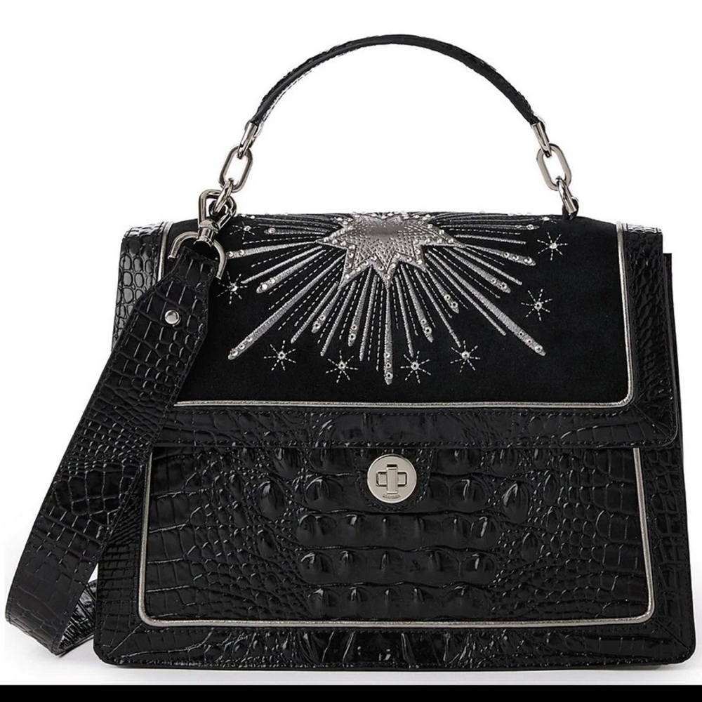 Brahmin Black and Silver Starburst Satchel